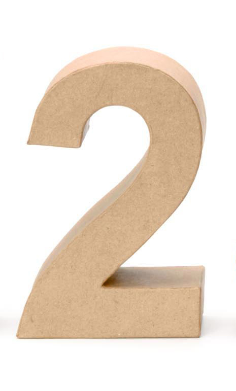 Papp-Zahl 2 17,5x5,5cm